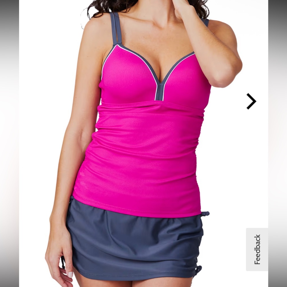 Free Country XL 16 Double-Strap Tankini And Swim Shorts Bathing Suit